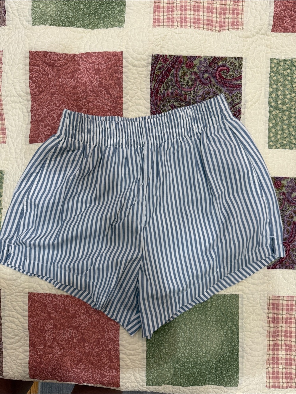 A&F Blue and White Striped High Waist Women’s Shorts